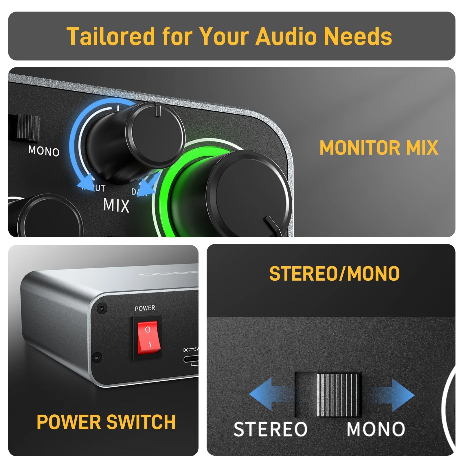 MAONO - PS22 USB Audio Interface – 60dB Pro - Preamp, 24bit 192kHz Dual USB Interface for PC & Smartphone with Routing Software - ZAMAR AUDIO SOLUTIONS