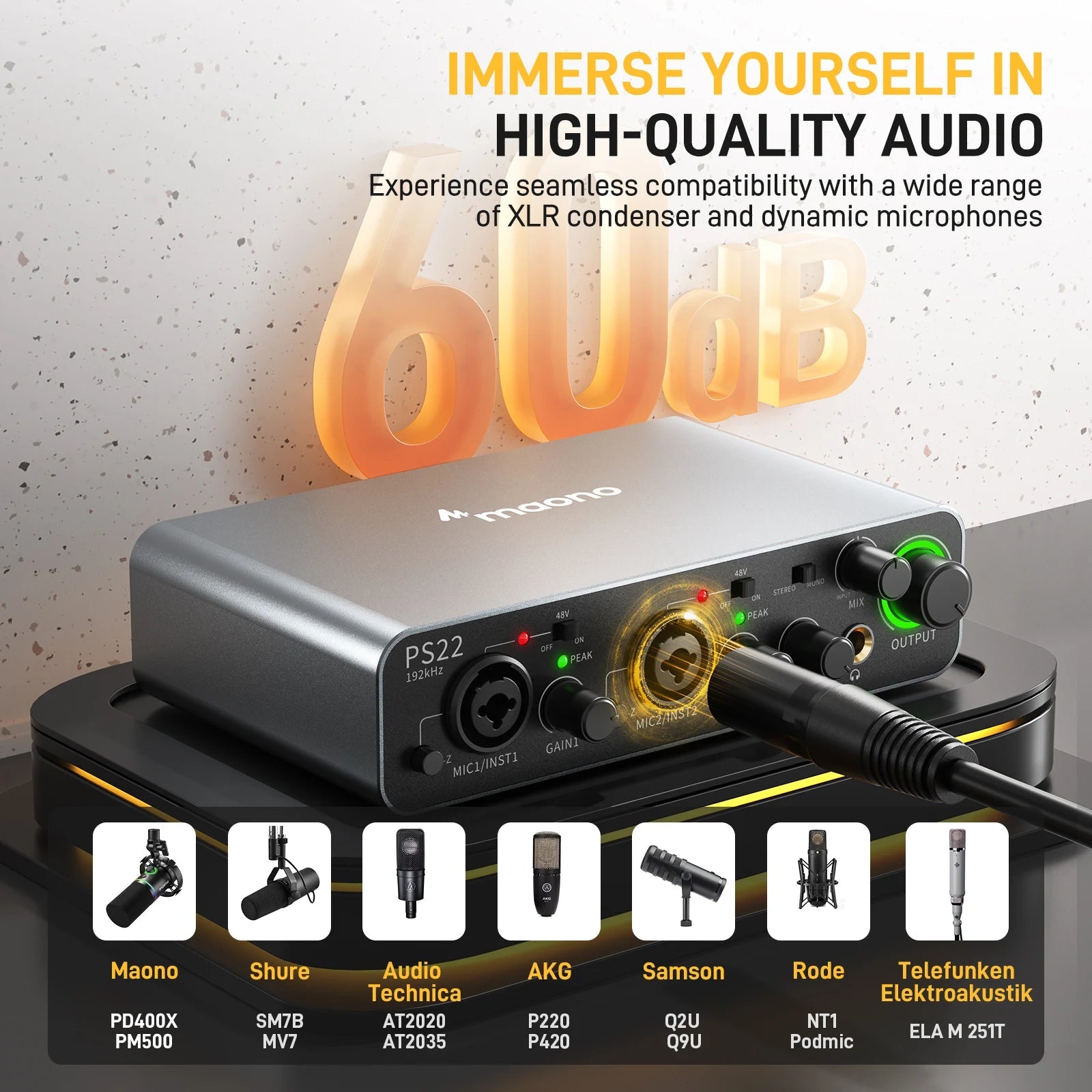 MAONO - PS22 USB Audio Interface – 60dB Pro - Preamp, 24bit 192kHz Dual USB Interface for PC & Smartphone with Routing Software - ZAMAR AUDIO SOLUTIONS