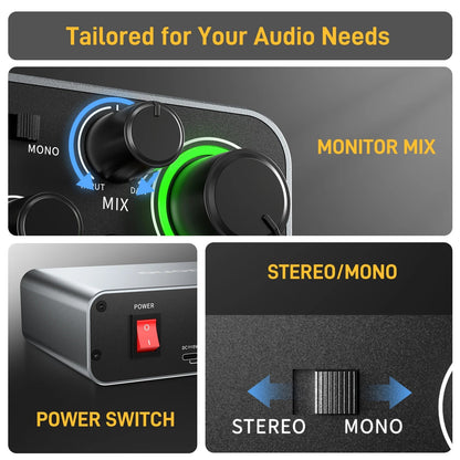 MAONO-PS22 USB Audio Interface – 60dB Pro-Preamp, 24bit 192kHz Dual USB Interface for PC & Smartphone with Routing Software - ZAMAR AUDIO SOLUTIONS