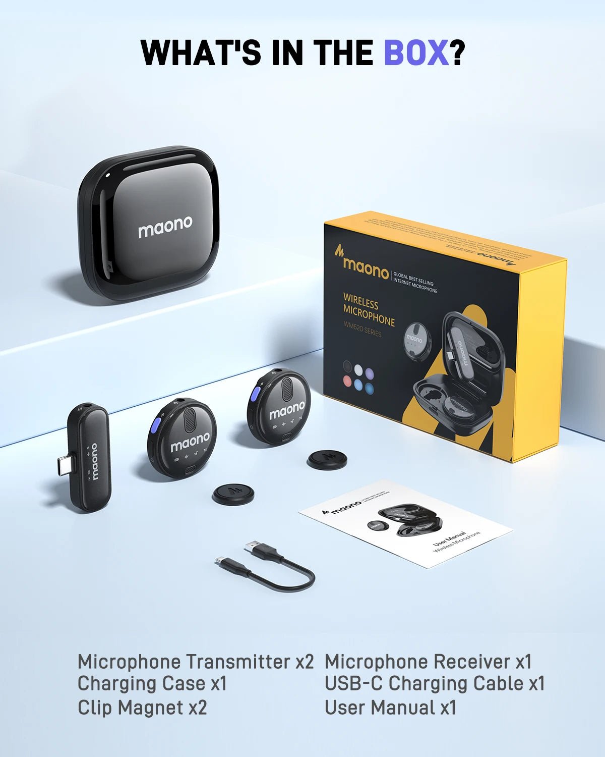 MAONO WM620 Wireless Lavalier Microphone – Compact Lapel Mic with 2 - Level Noise Cancellation, 18H Battery, and CD - Grade Sound - ZAMAR AUDIO SOLUTIONS