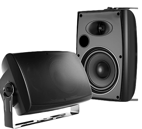 Max F-506D wall mount speaker side profile showing ABS enclosure and wall bracket, Kenya