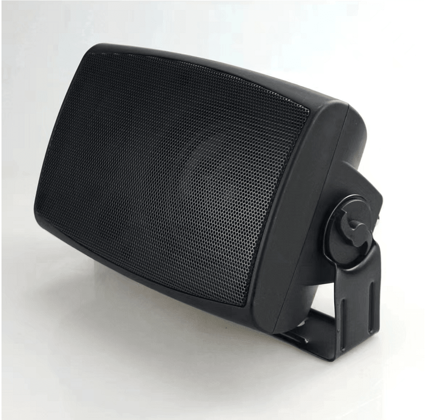 Max F-506D wall mount speaker side profile showing ABS enclosure and wall bracket, Kenya