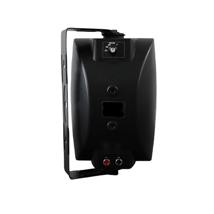 Max F-506D wall mount speaker rear terminals showing 8-ohm and 100V line wiring connections