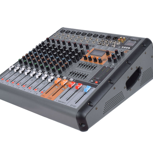 Megatron PMMR-806D powered mixer Kenya front three-quarter view with eight-channel controls and faders