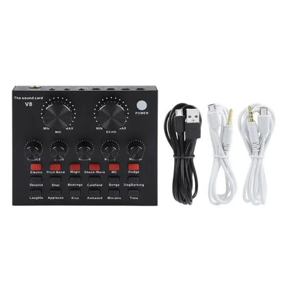 Mic V8 Sound Card – Multi - Function Audio Mixer with Built - In Sound Effects for Recording, Live Streaming, and Podcasts - ZAMAR AUDIO SOLUTIONS