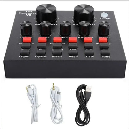 Mic V8 Sound Card – Multi - Function Audio Mixer with Built - In Sound Effects for Recording, Live Streaming, and Podcasts - ZAMAR AUDIO SOLUTIONS