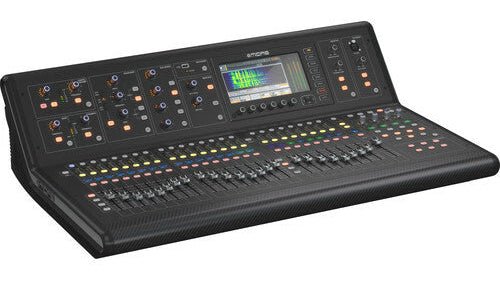 Midas M32 Kenya — angled right three-quarter view showing full fader section and top panel layout
