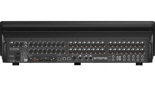 Midas M32 Kenya rear panel — XLR inputs, outputs, AES50 ports, and connectivity options fully visible`