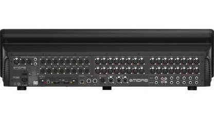 Midas M32 Kenya rear panel — XLR inputs, outputs, AES50 ports, and connectivity options fully visible`