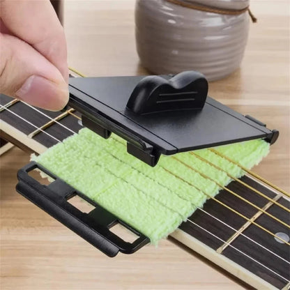 Miwayer guitar string cleaner wrapping around guitar strings to remove sweat and grime
