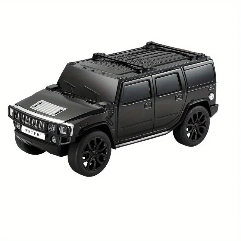 WS-690 model car Bluetooth speaker Kenya in black, front three-quarter view on white background