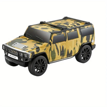 WS-690 model car Bluetooth speaker Kenya camouflage edition, side three-quarter view showing roof rack detail