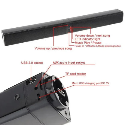 MouZYuan Wireless Bluetooth Speaker Soundbar – Foldable Home Theater Stereo Surround Subwoofer with FM Radio, USB/TF Card Support, and Bluetooth 5.0 - ZAMAR AUDIO SOLUTIONS
