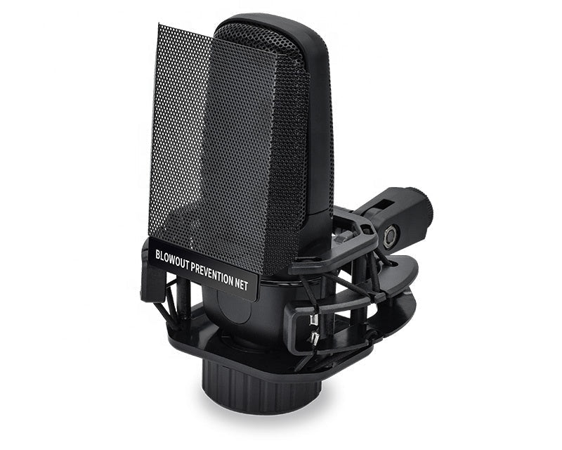 MR4 large-diaphragm studio condenser microphone side profile on stand