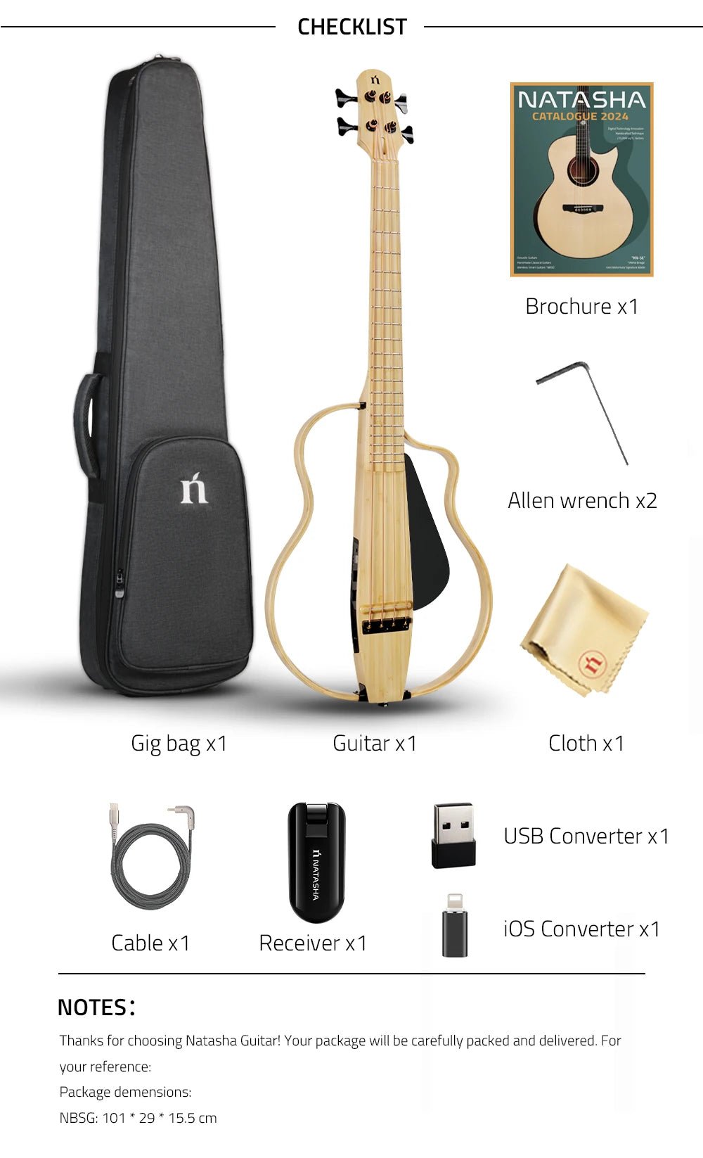 Natasha NBSG Bass Guitar – Smart Wireless Portable Electric Acoustic Bass