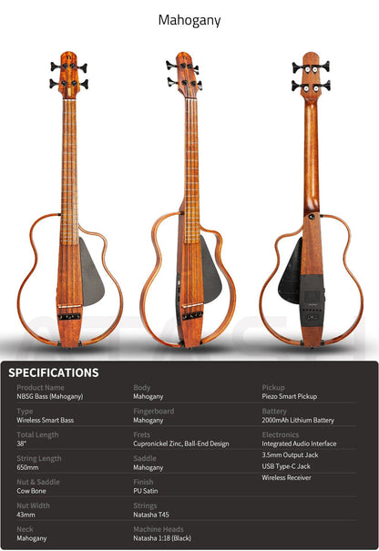 Natasha NBSG Bass Guitar – Smart Wireless Portable Electric Acoustic Bass
