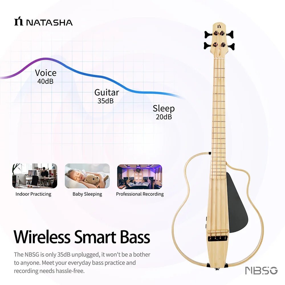 Natasha NBSG Bass Guitar – Smart Wireless Portable Electric Acoustic Bass