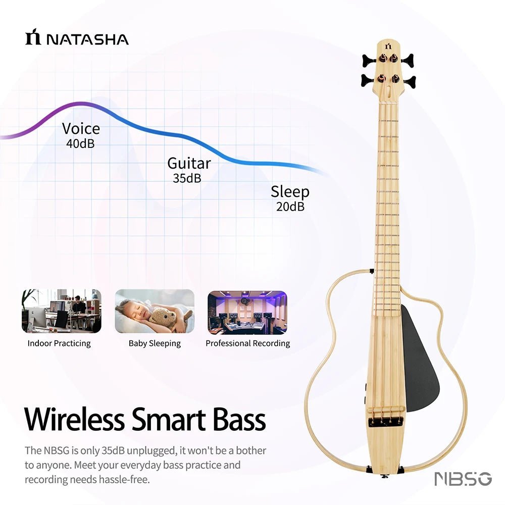 Natasha NBSG Bass Guitar – Smart Wireless Portable Electric Acoustic Bass