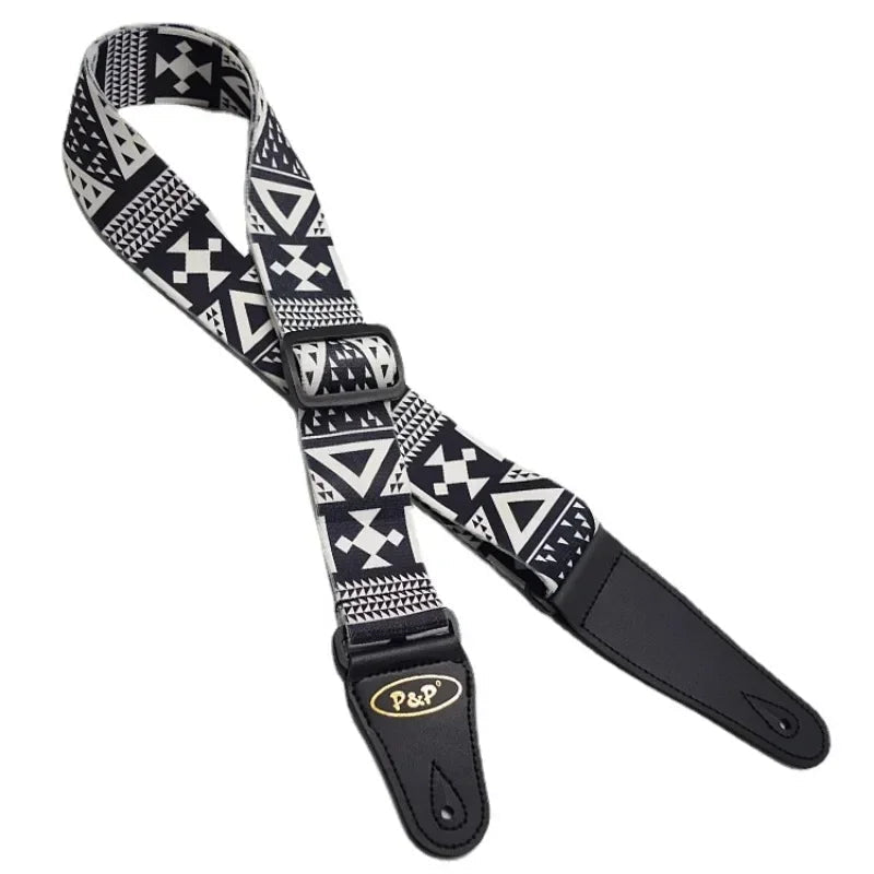 New Black White Series Guitar Strap – Adjustable Printed Strap for Acoustic, Folk, Electric Guitar, Bass, Ukulele - ZAMAR AUDIO SOLUTIONS