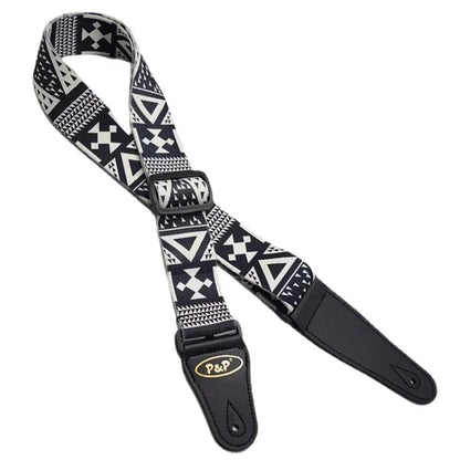 New Black White Series Guitar Strap – Adjustable Printed Strap for Acoustic, Folk, Electric Guitar, Bass, Ukulele - ZAMAR AUDIO SOLUTIONS