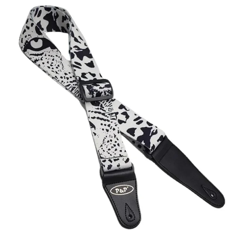New Black White Series Guitar Strap – Adjustable Printed Strap for Acoustic, Folk, Electric Guitar, Bass, Ukulele - ZAMAR AUDIO SOLUTIONS