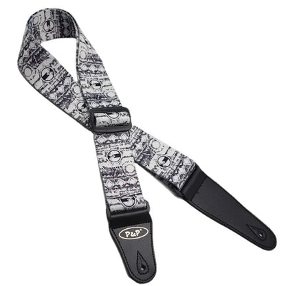 New Black White Series Guitar Strap – Adjustable Printed Strap for Acoustic, Folk, Electric Guitar, Bass, Ukulele - ZAMAR AUDIO SOLUTIONS