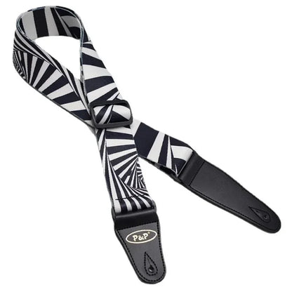 New Black White Series Guitar Strap – Adjustable Printed Strap for Acoustic, Folk, Electric Guitar, Bass, Ukulele - ZAMAR AUDIO SOLUTIONS