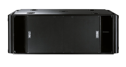NEXO RS18 subwoofer Kenya — dual 18" front-facing grille view, black horizontal bass cabinet