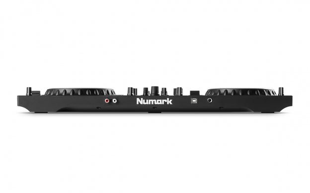 Numark Mixtrack Platinum FX 4 Kenya rear panel showing RCA master outputs, USB port and headphone jack