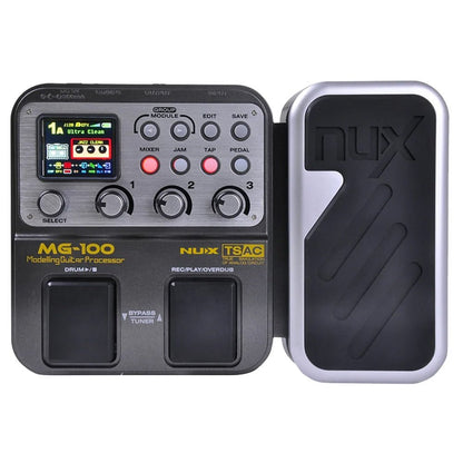NUX MG-100 guitar processor Kenya — front panel showing TSAC branding, TFT LCD, knobs and expression pedal
