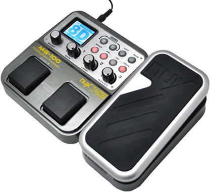 NUX MG-100 guitar processor Kenya — angled view showing TFT LCD display, footswitches and expression pedal