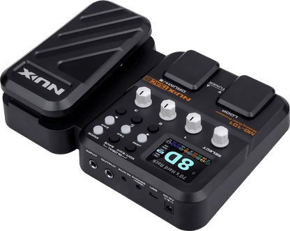 NUX MG-101 guitar processor Kenya — rear 3/4 angle showing expression pedal underside and full connectivity panel
