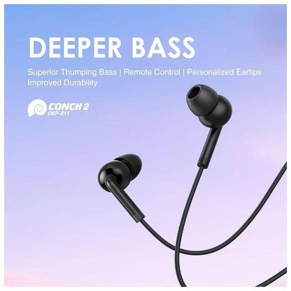 Oraimo Conch 2 OEP‑E11 — Deep Bass Wired Earphones with Mic, 1.2m Cable, Nairobi Delivery