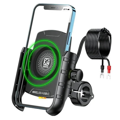 Opansten Motorcycle Phone Holder Wireless Charger – Universal Handlebar Mount with USB Fast Charging for Moto and Motorbike - ZAMAR AUDIO SOLUTIONS