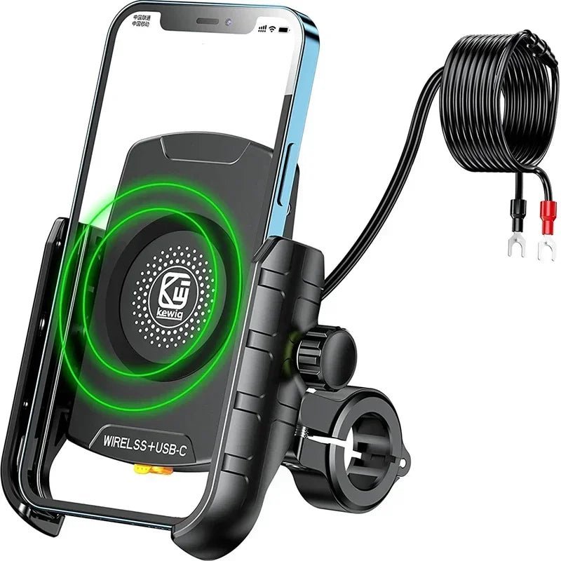 Opansten Motorcycle Phone Holder Wireless Charger – Universal Handlebar Mount with USB Fast Charging for Moto and Motorbike - ZAMAR AUDIO SOLUTIONS