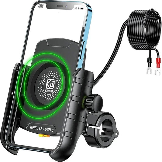 Opansten Motorcycle Phone Holder Wireless Charger – Universal Handlebar Mount with USB Fast Charging for Moto and Motorbike - ZAMAR AUDIO SOLUTIONS