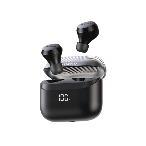 Oraimo AirBuds 4 ENC true wireless earbuds in black, front view, Kenya