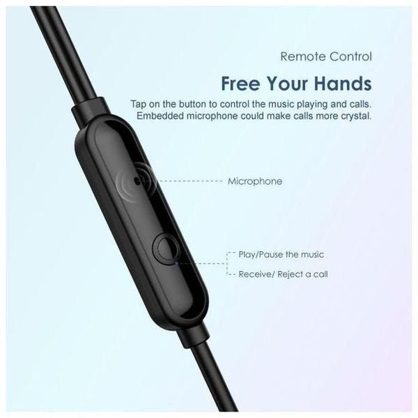 Oraimo Halo 2S wired earphones OEP-E21P black with in-line mic and 1.2m cable, available in Kenya
