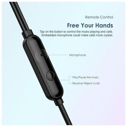 Oraimo Halo 2S wired earphones OEP-E21P black with in-line mic and 1.2m cable, available in Kenya
