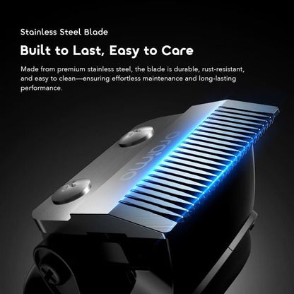 Oraimo EasyCut CL230 hair clipper front view showing zero-gap lever and stainless steel blade, Kenya