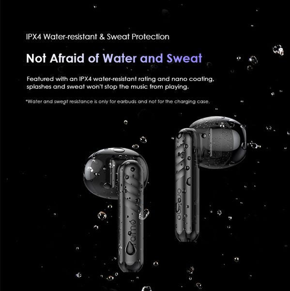 Oraimo FreePods Neo touch controls and dynamic bass driver detail, Kenya warranty included