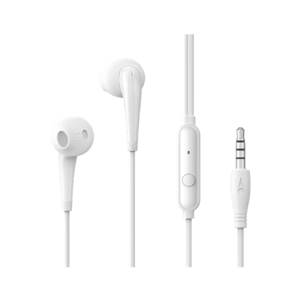 Oraimo Halo 2S wired earphones OEP-E21P in white with 3.5mm plug and tangle-resistant cable