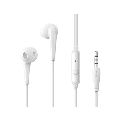 Oraimo Halo 2S wired earphones OEP-E21P in white with 3.5mm plug and tangle-resistant cable