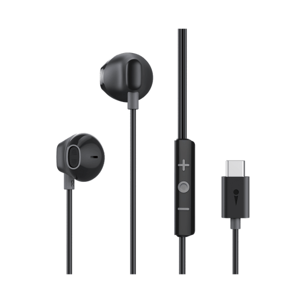 Oraimo Halo Airy Type-C earphones OEP-650 front view showing half in-ear design and Type-C connector
