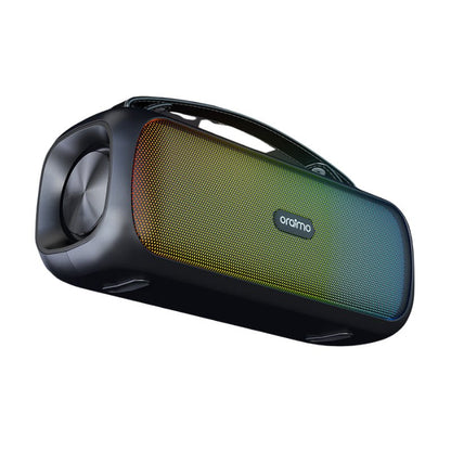 Oraimo OBS-75D Bluetooth speaker side profile with built-in carry handle and IPX5 waterproof body