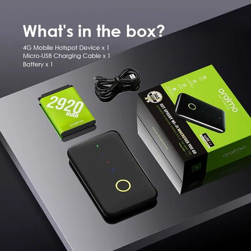Oraimo OM102 MiFi Kenya — Elf 2 4G portable router front view, dual SIM, 3000mAh battery