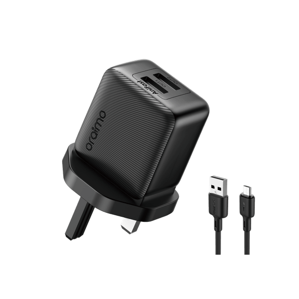 Oraimo PowerCube 12 Kenya OCW-1121U 12W dual-port wall charger with free cable, front view