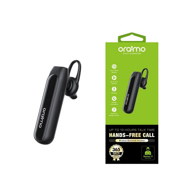 Oraimo Senior 2 OEB-E38S Bluetooth in-ear headset, lightweight wireless design, available in Kenya