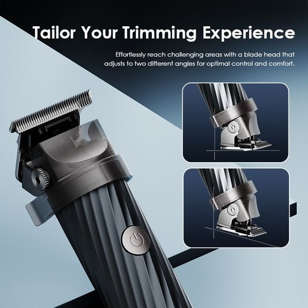 Oraimo SmartTrimmer 2 Pro OTR-280 beard trimmer with metal round casing and digital display, front view