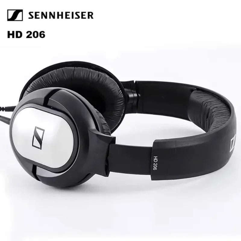 Sennheiser HD 206 headphones Kenya – slightly elevated angle showing leatherette ear pad and silver driver housing`